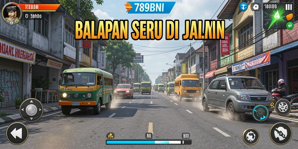 Screenshot gameplay <strong>789BNI</strong> yang menunjukkan aksi balapan seru.