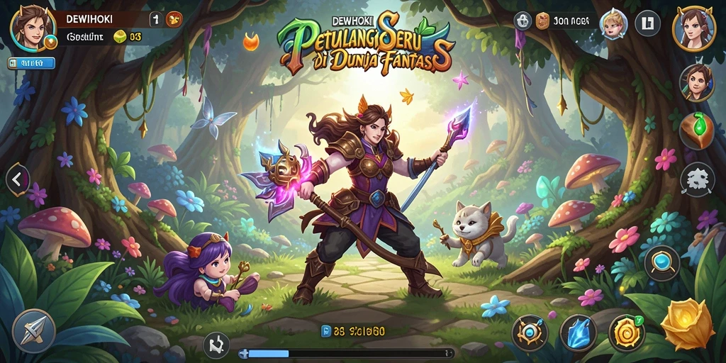 Tampilan aksi seru dalam gameplay DEWIHOKI yang menantang.