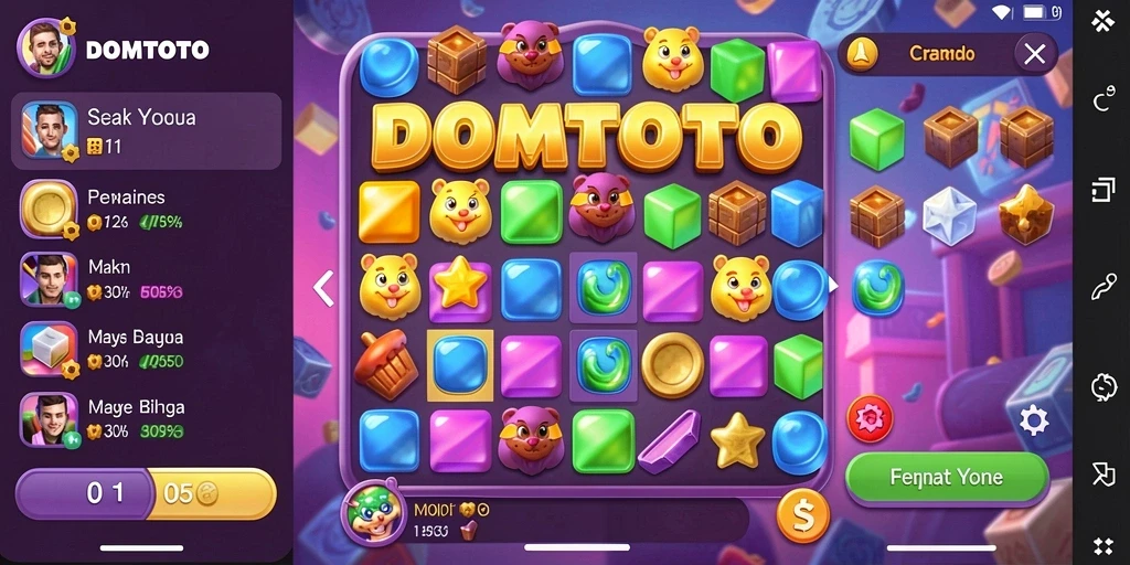 Tampilan menarik dari gameplay DOMTOTO dengan elemen match-3.