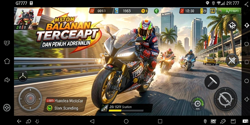 Tampilan gameplay GT777 yang penuh aksi dan kecepatan.