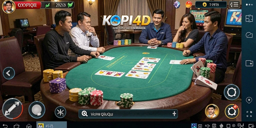 Screenshot gameplay <strong>KOPI4D</strong> dengan pemain sedang beraksi di meja QiuQiu.