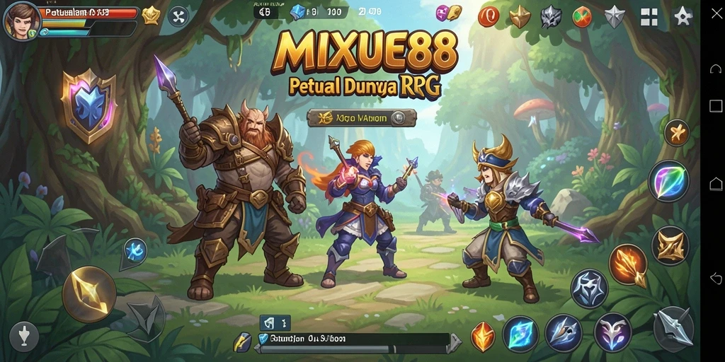 Tampilan gameplay RPG MIXUE88 dengan petualangan seru dan karakter unik.
