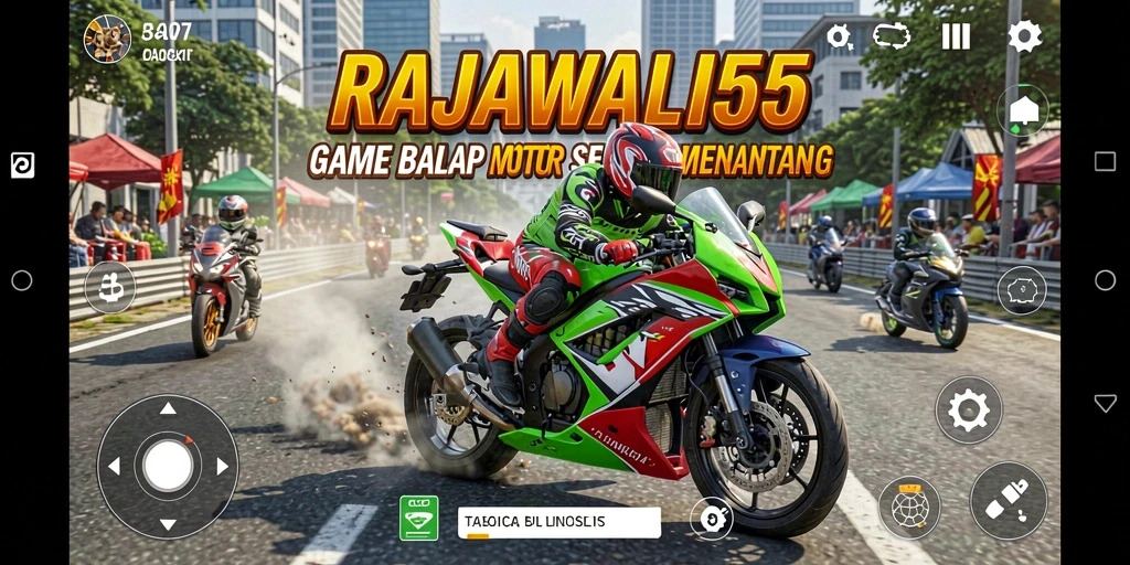 Tampilan balapan seru dalam RAJAWALI55 dengan motor yang memukau.