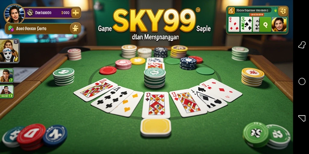 Screenshot utama SKY99 menampilkan gameplay Gaple yang seru.