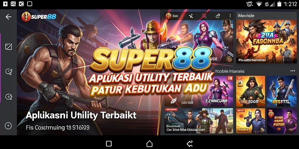 Tampilan utama SUPER88 dengan fitur-fitur utility yang lengkap.