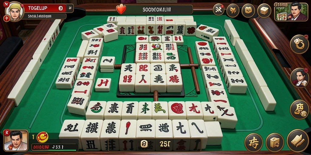 Tampilan gameplay menegangkan dari TOGELUP yang penuh strategi Mahjong.